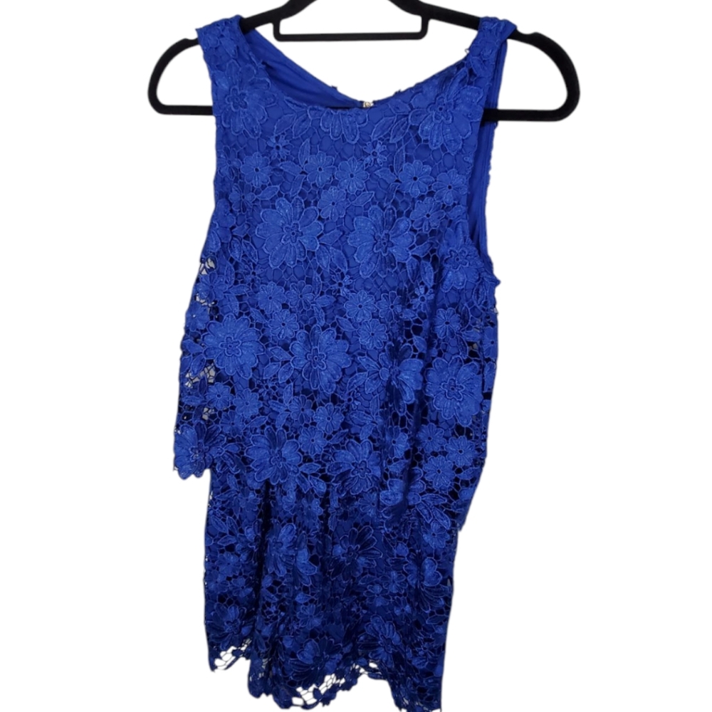 Boston Proper Lace Dress Sleeveless Blue Size Small